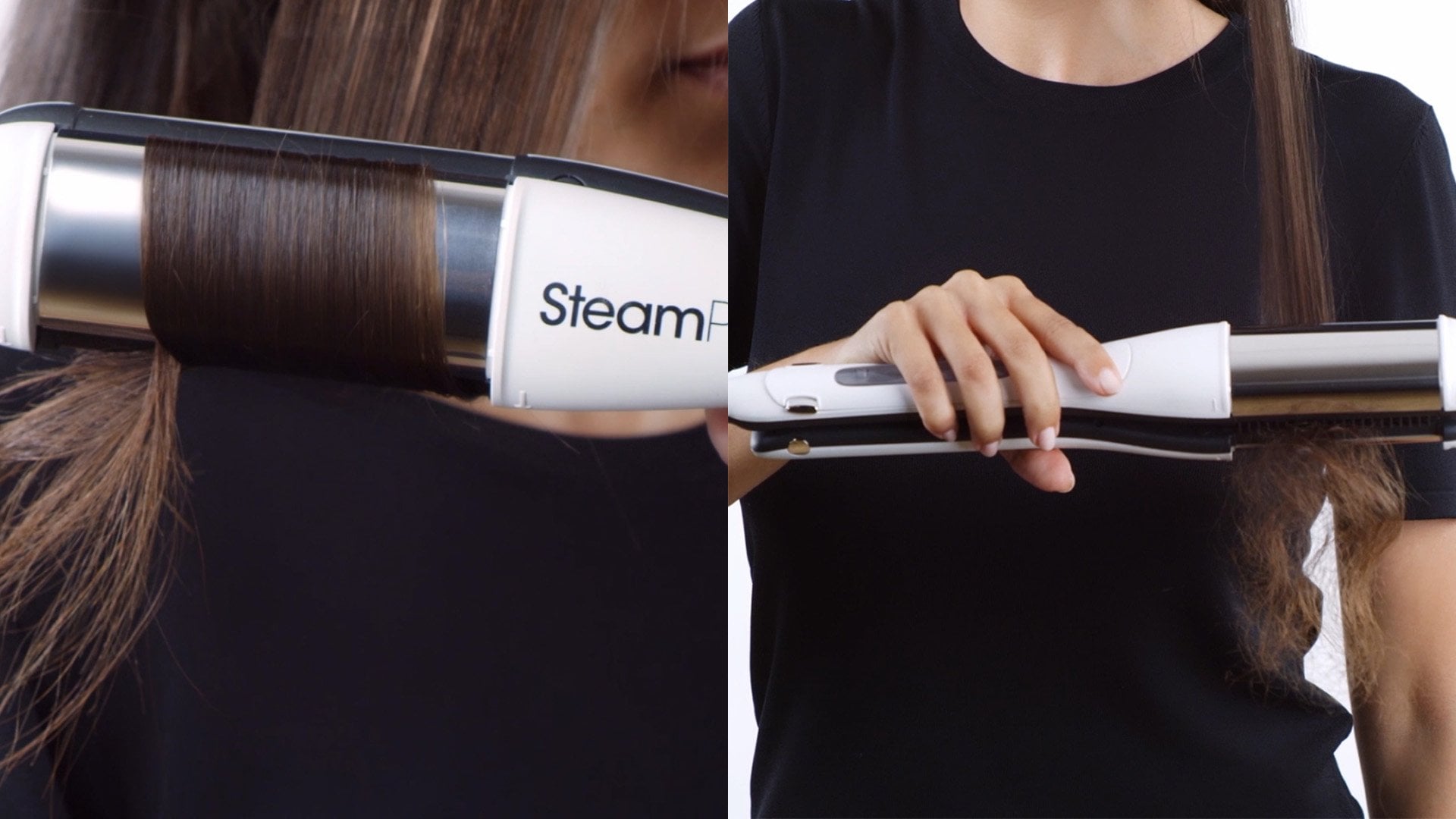 A woman heat styling her hair with hair straighteners, making it prone to split ends&nbsp;