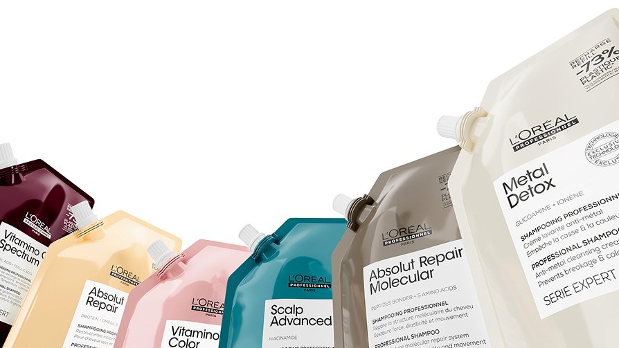 Presentation of L’Oréal’s refillable hair care must-haves, highlighting essential products for a complete, perfect hair routine