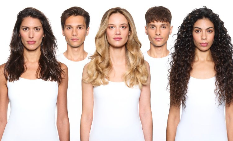 Two men and three women with various hairstyles, illustrating the trendy haircuts and hairstyles of the year.
